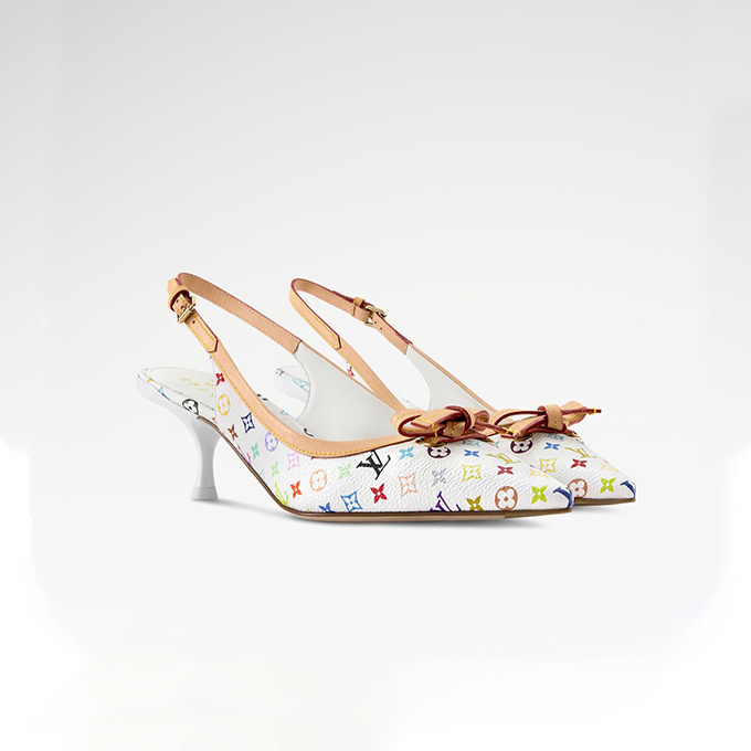 lv louis vuitton x takashi murakami 6am multicolore slingback pump